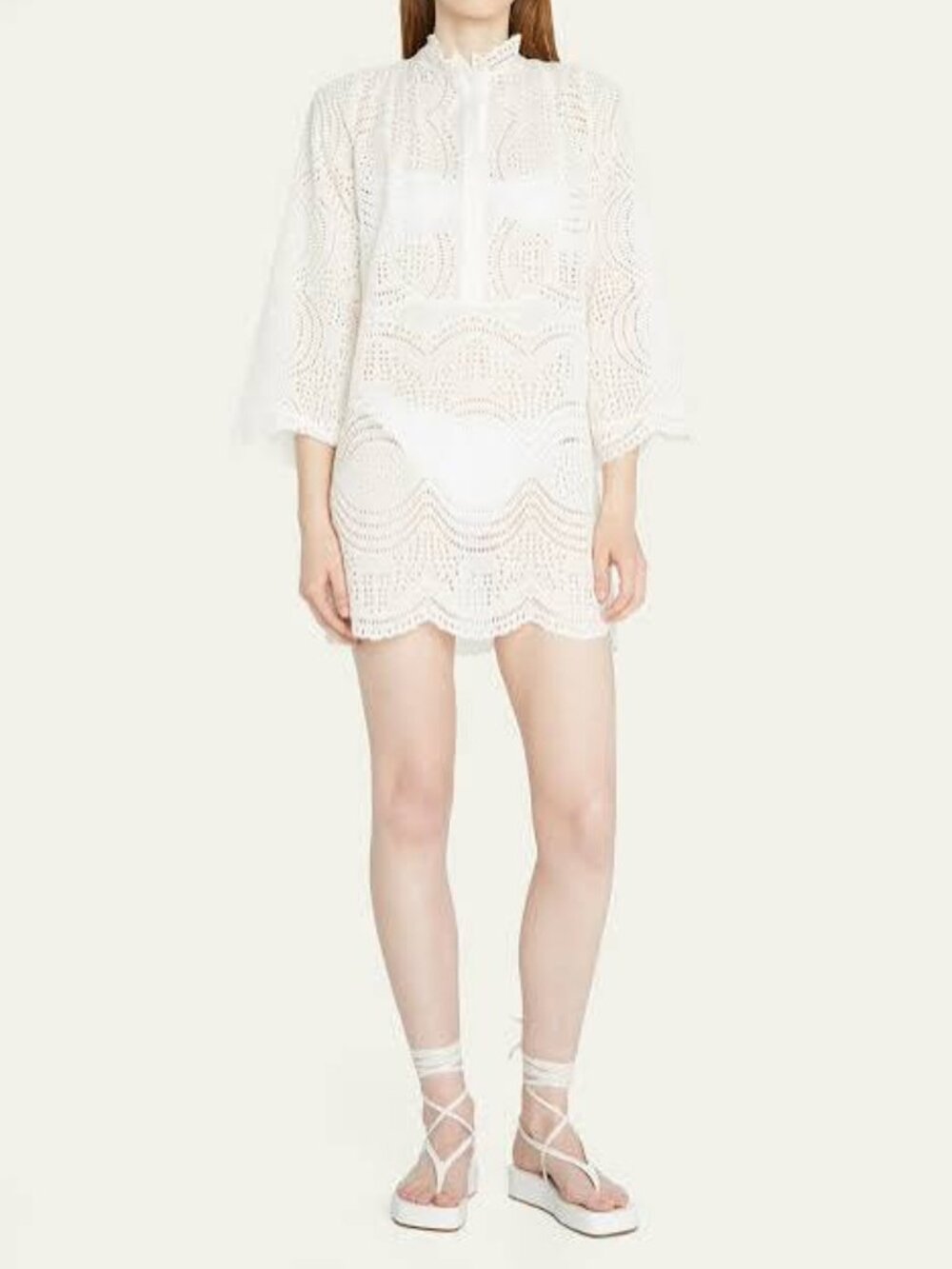 Miguelina Verity Scallop-Hem Mini Dress